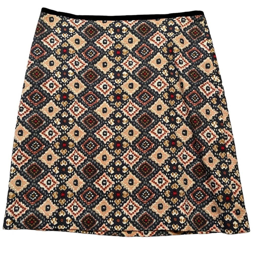 LOFT Blue/Blush/Tan Tile Print Pencil Skirt 4